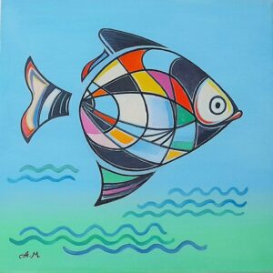 Poisson, 33 x 43 cm, hst, 2018, prix 400€